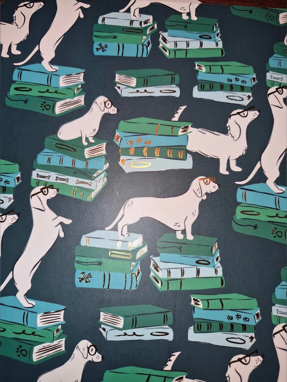 Studio Oh! Casey Notebook — Teal Elastic with Navy & Teal Dachshund Print.